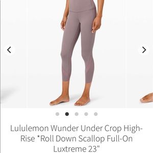 Lululemon Wunder Under Crop High Rise Roll Down 23" Lunar Rock Size 4
